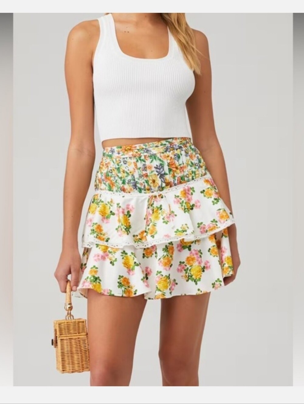 🍋For Love & Lemons Rosalyn Mini Skirt in Marigold
